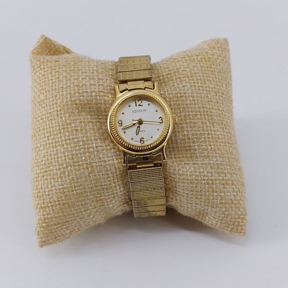 Edison Watch Gold Tone Bracelet Watch Wristwatch Japan Movt - Picture 16 of 16